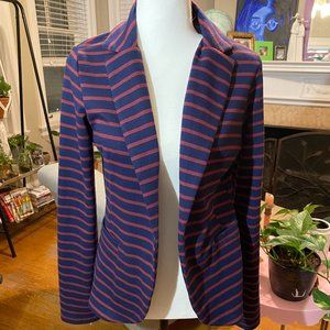 Xhilaration Navy & Maroon Striped Jersey Blazer | Size Small